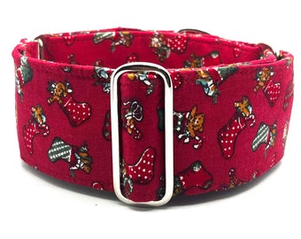 Xmas martingaalhalsband, 1,5 of 2 inch brede hondenhalsband - kerstsokken