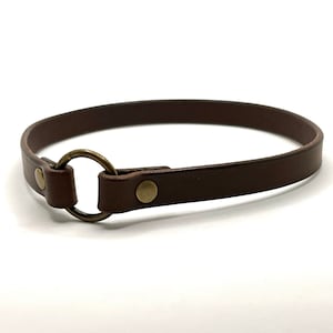 Chestnut Brown Italian Leather House Collar - ID Collar, Tag Collar, Sighthound Tag Collar