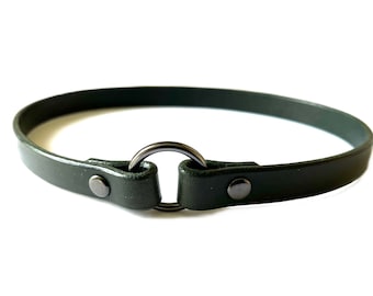 Collare in pelle italiana per cani - Collare identificativo, Collare con targhetta, Collare con targhetta per levrieri - Verde oliva