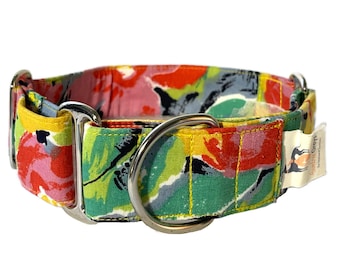 Martingale Dog Collar, 1.5” Wide Sighthound Dog Collar, Greyhound, Whippet Collar - Aloha