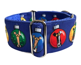 Skipworth martingaalhalsband, 1,5 of 2 inch breed, windhond, windhond of windhondhalsband - kerstballen