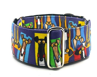 Skipworth Martingale Dog Collar, 1.5” or 2” Wide Dog Collar, Greyhound, Whippet, Sighthound Collar   - Multiheads