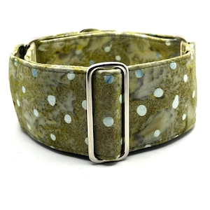 Martingale No-Slip Collar, 1.5” or 2” Wide, Sighthound Dog Collar, Greyhound, WhippetCollar - Olive Envy