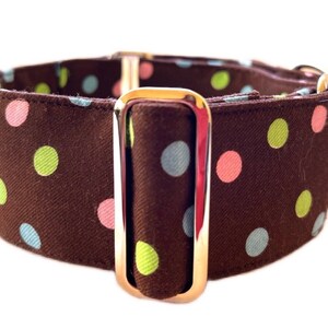 Martingale Dog Collar, 2” Wide Collar & Leads to match, Greyhound, Whippet, Sighthound Dog Collar - Gone Dotty Brown