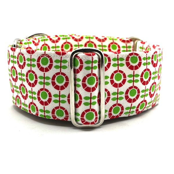 Martingale No-Slip Collar, 1.5” or 2” Wide, Sighthound Dog Collar, Greyhound, Whippet Collar - Retro Sunflowers