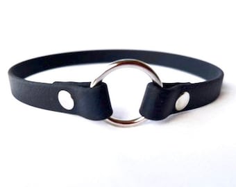 Biothane Vegan Leather Pet Collar, Biothane ID Tag Collar, House Collar, Dog Collar - Thin Collar - Black