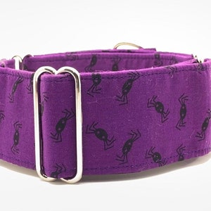 Collier martingale pour chien, 1,5 po. de large, lévrier, whippet, lévrier collier pour chien - Araignées sur violet