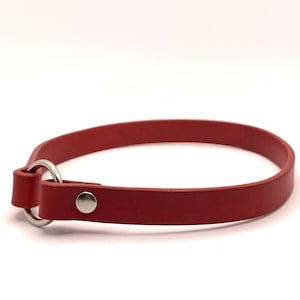 Red Italian Leather House Collar - ID Collar, Tag Collar, Sighthound Tag Collar