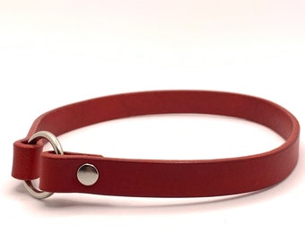 Collare in pelle italiana per cani - Collare identificativo, Collare con targhetta, Collare con targhetta per levrieri - Rosso