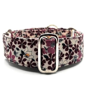 Martingale No-Slip Collar, 1.5” or 2” Wide, Sighthound Dog Collar, Greyhound, Whippet Collar - Forget Me Not