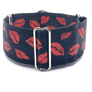 Collier martingale pour chien, 1,5 pouces ou 2 pouces de large, collier pour chien lévrier, whippet, lévrier - Hot Lips