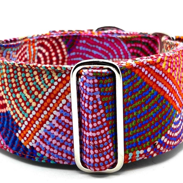 Indigenous Aboriginal Martingale Dog Collar or Matching Sets,  Greyhound Sighthound Collar - Bush Potato Dreaming