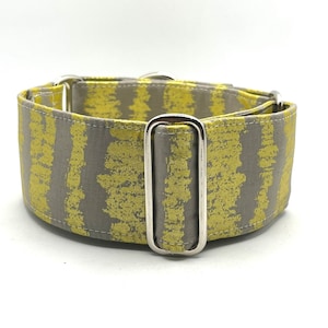 Martingale No-Slip Collar, 1.5” or 2” Wide, Sighthound Dog Collar, Greyhound, Whippet Collar - Gold Tiger Stripe