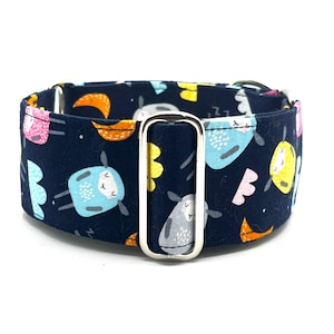 Martingale No-Slip Collar, 1.5” or 2” Wide, Sighthound Dog Collar, Greyhound, Whippet Collar - Counting Sheep