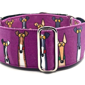 Skipworth Martingale Dog Collar, 1.5” or 2” wide, also Matching Martingale Collar & Lead Sets - Greyheads Purple