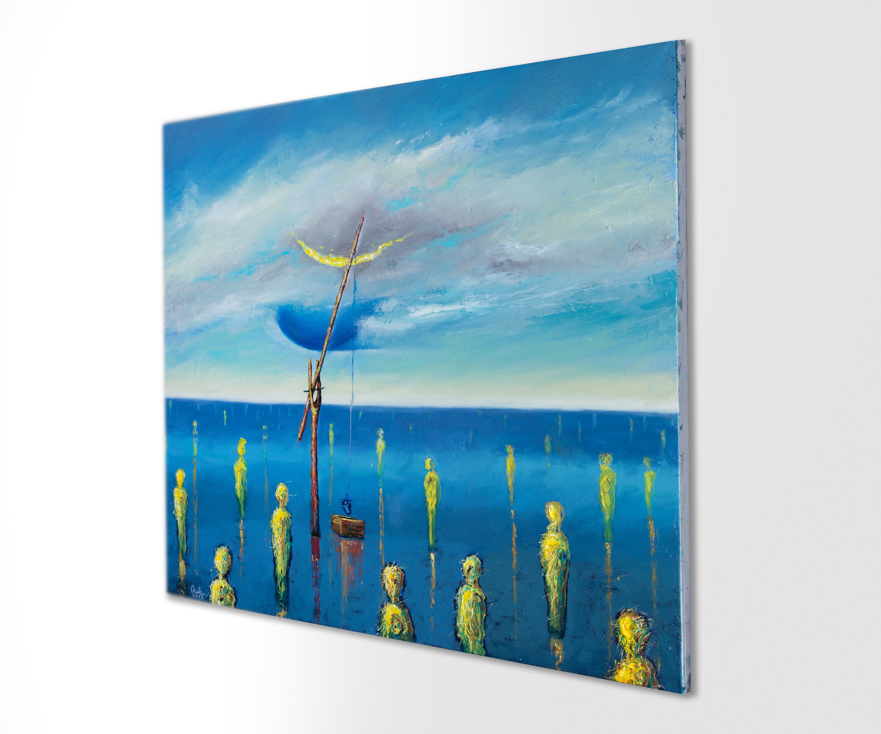 オリジナルのシュルレアリスムアート、海の幽霊の油絵、コンセプ