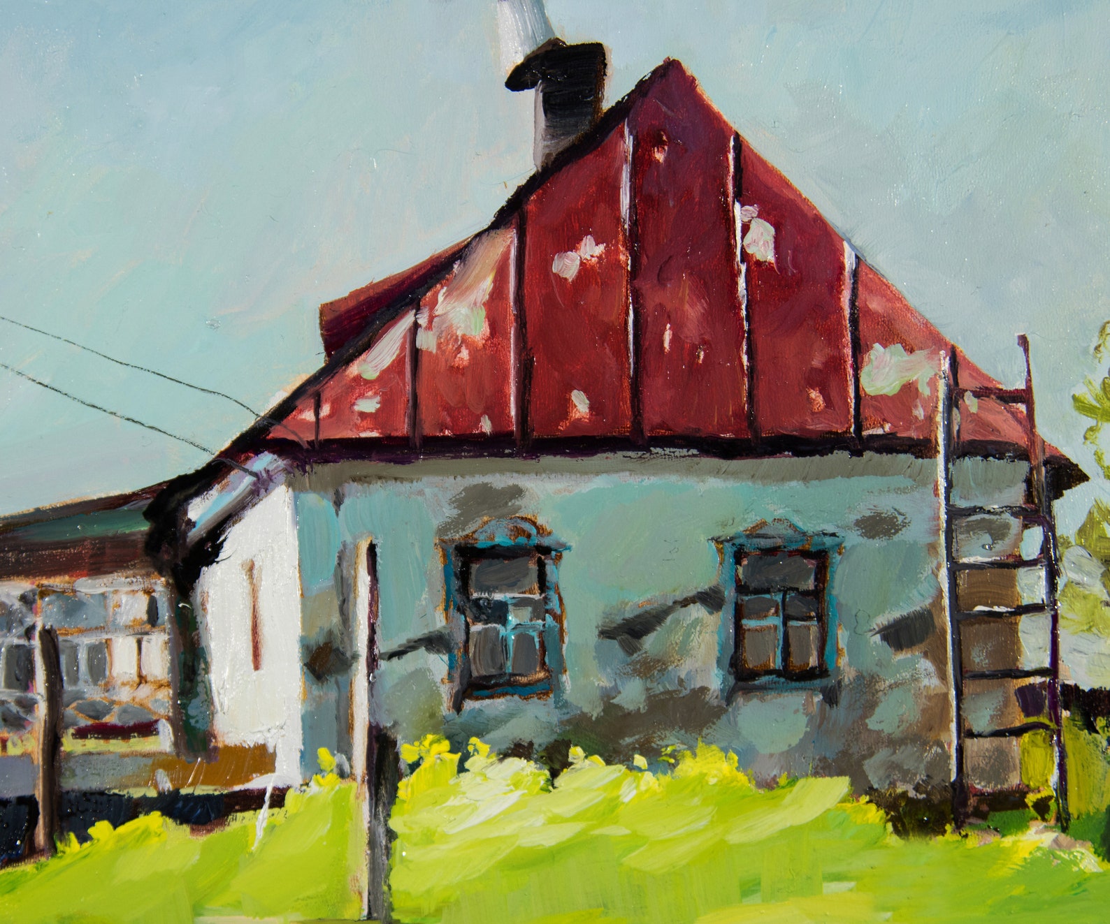 Weißes Bauernhaus mit rotem Dach auf dem grünen HügelPortrait | Etsy