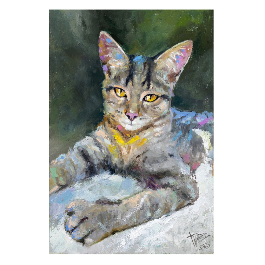 #絵画 #油絵 #猫 抽象的な猫の油絵