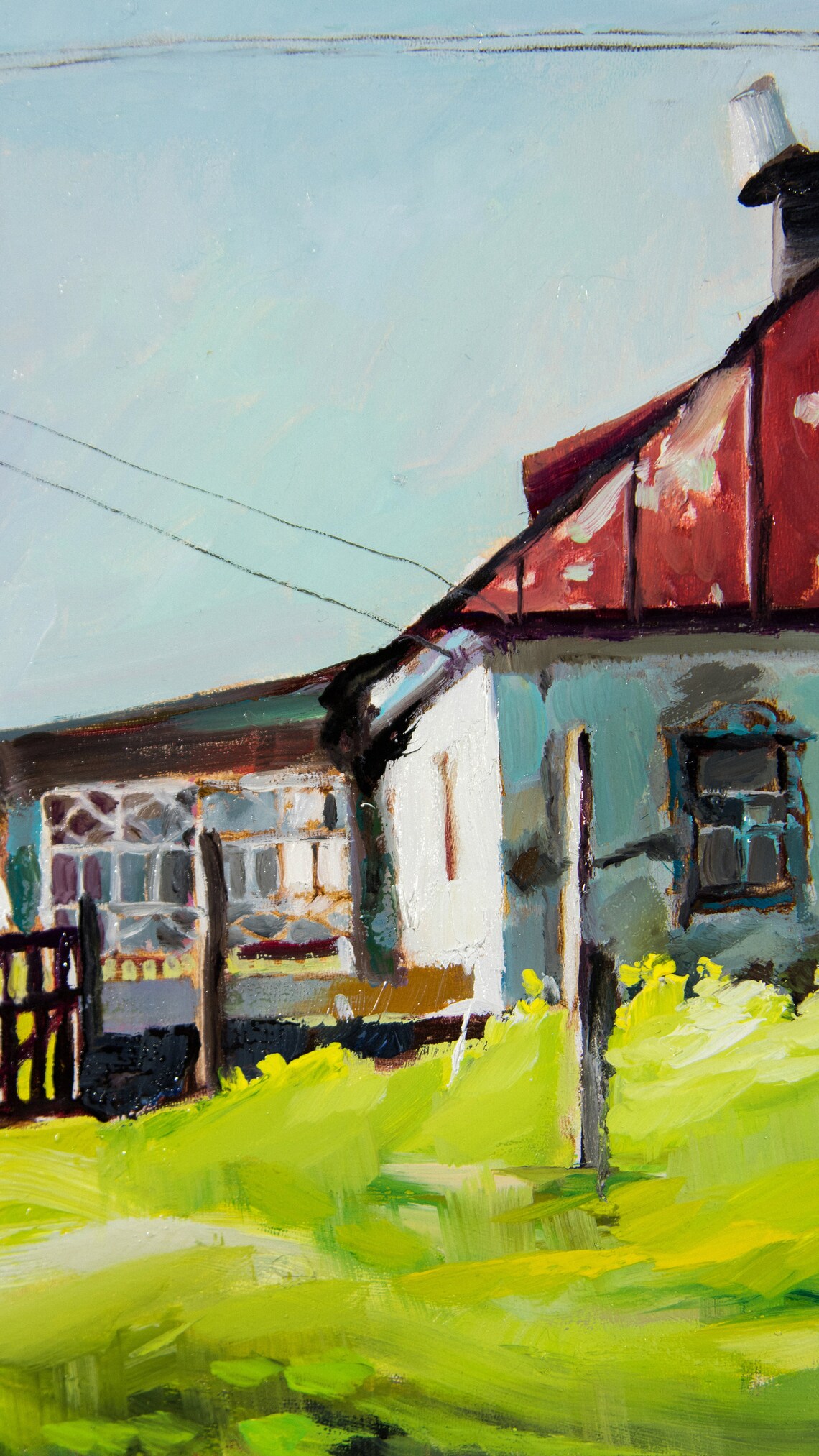 Weißes Bauernhaus mit rotem Dach auf dem grünen HügelPortrait | Etsy