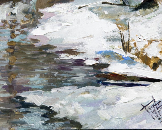 冬の川の油絵、油絵の風景、冬の川の油絵、明るい冬の油絵、春の 冬の川の油絵、油絵の風景、冬の川の油絵、明るい冬の油絵、春の