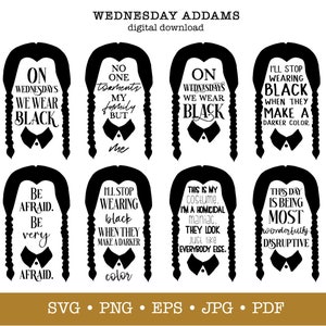 Wednesday Addams SVG Bundle, Addams Family SVG, Halloween png, Unisex Shirt PNG, Cut File for Cricut