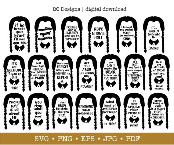 Wednesday Addams PNG Bundle - Netflix series bundle PNG - Wednesday Addams  bundle PNG , Silhouette, Digital Download