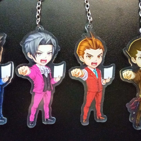 Ace Attorney key ring - Ace Attorney Keychains 10cm, Phoenix Wright, Miles Edgeworth, Apollo Justice, Ryunosuke Naruhodo