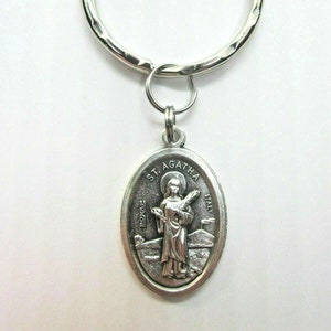 St Agatha Medal Italy Schlüsselanhänger mit Geschenkbox & Gebetskarte