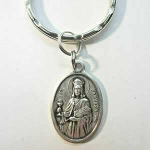 St Barbara Medaille Italien Schlüsselanhänger mit Geschenkbox & Gebetskarte