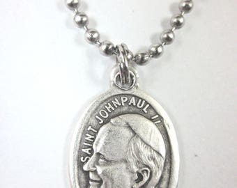 Saint Catholic 925 Silver Charm Pendant Pope John Paul II Medal Charm Pendant John Paul II Patron of The World Youth Days