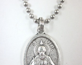 St Jude / Cross Medal Italie Pendentif Collier 24 « Ball Chain Gift Box & Prayer Card