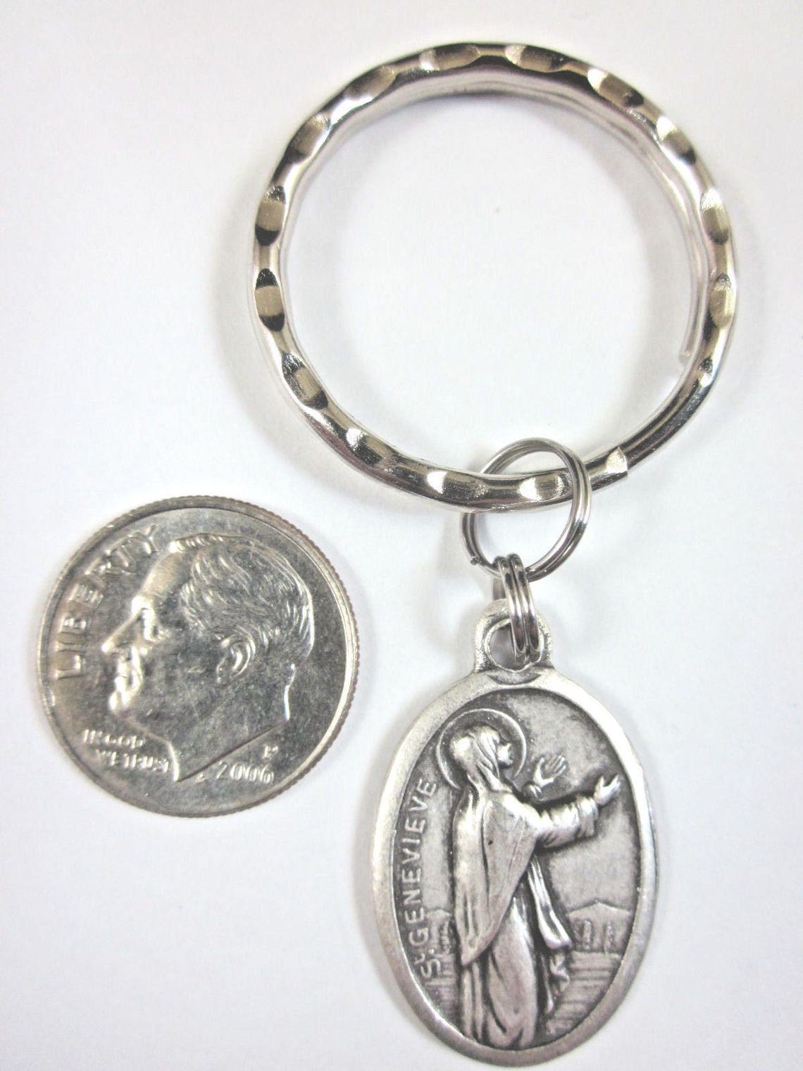 St Genevieve Medal Italy Key Ring Gift Box & Prayer Card - Etsy
