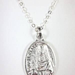 St Francis / St Clare of Assisi Medal Italy Pendant Necklace Ladies 20 ...