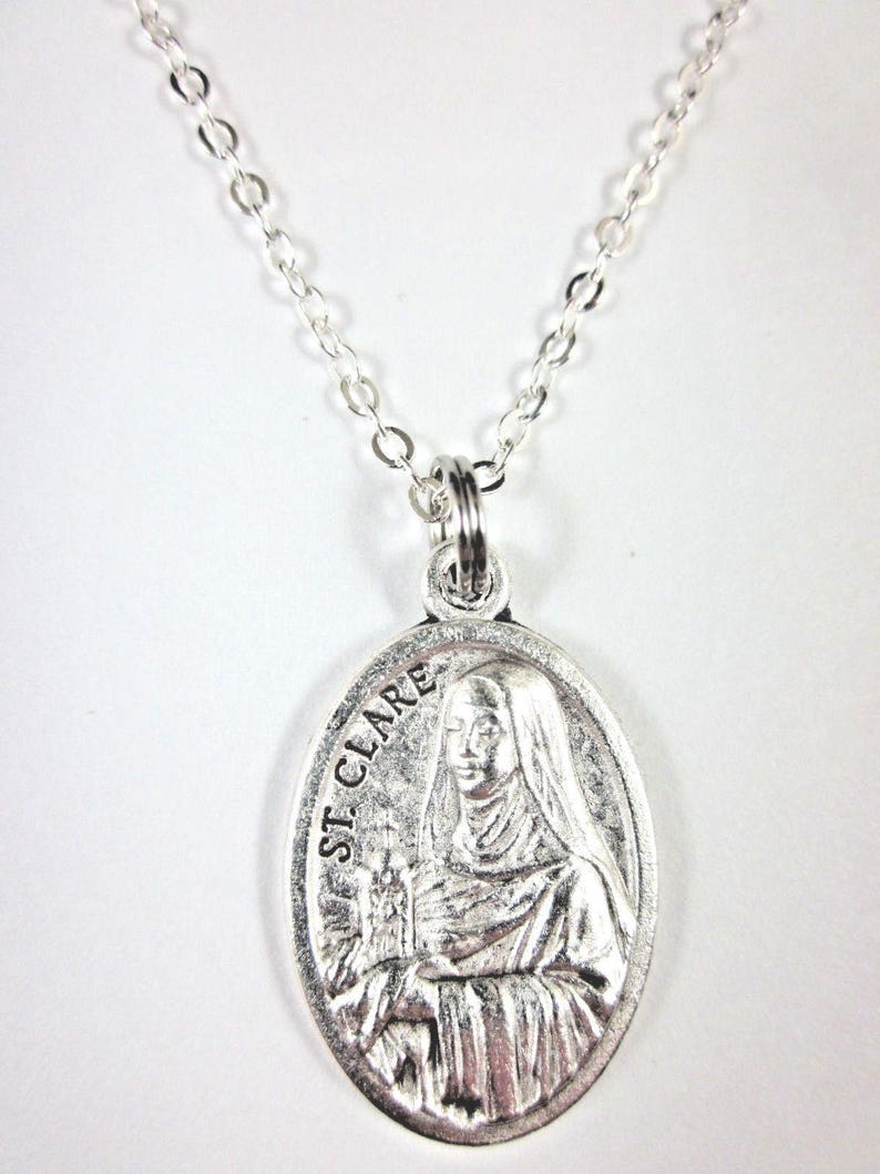 St Francis / St Clare of Assisi Medal Italy Pendant Necklace Ladies 20 ...
