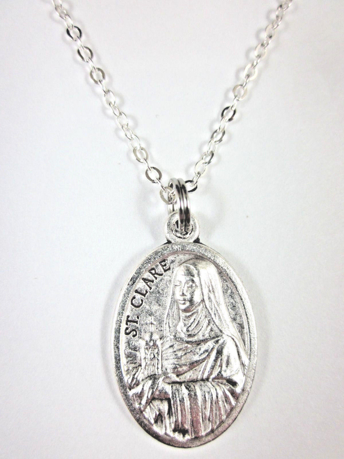 St Francis / St Clare of Assisi Medal Italy Pendant Necklace Ladies 20 ...