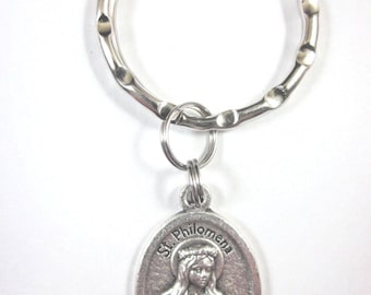 Médaille Sainte-Philomène Italie Porte-clés Boîte cadeau et carte de prière