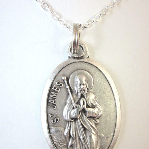 St James Medal Italy Pendant Necklace Ladies 20" Chain Gift Box & Prayer Card