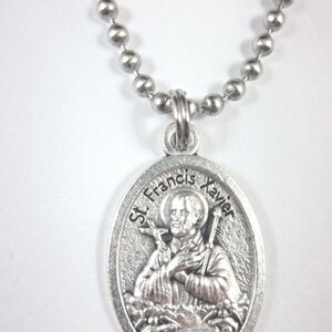St Francis Xavier Medal Pendant Necklace 24" Ball Chain Gift Box Prayer ...