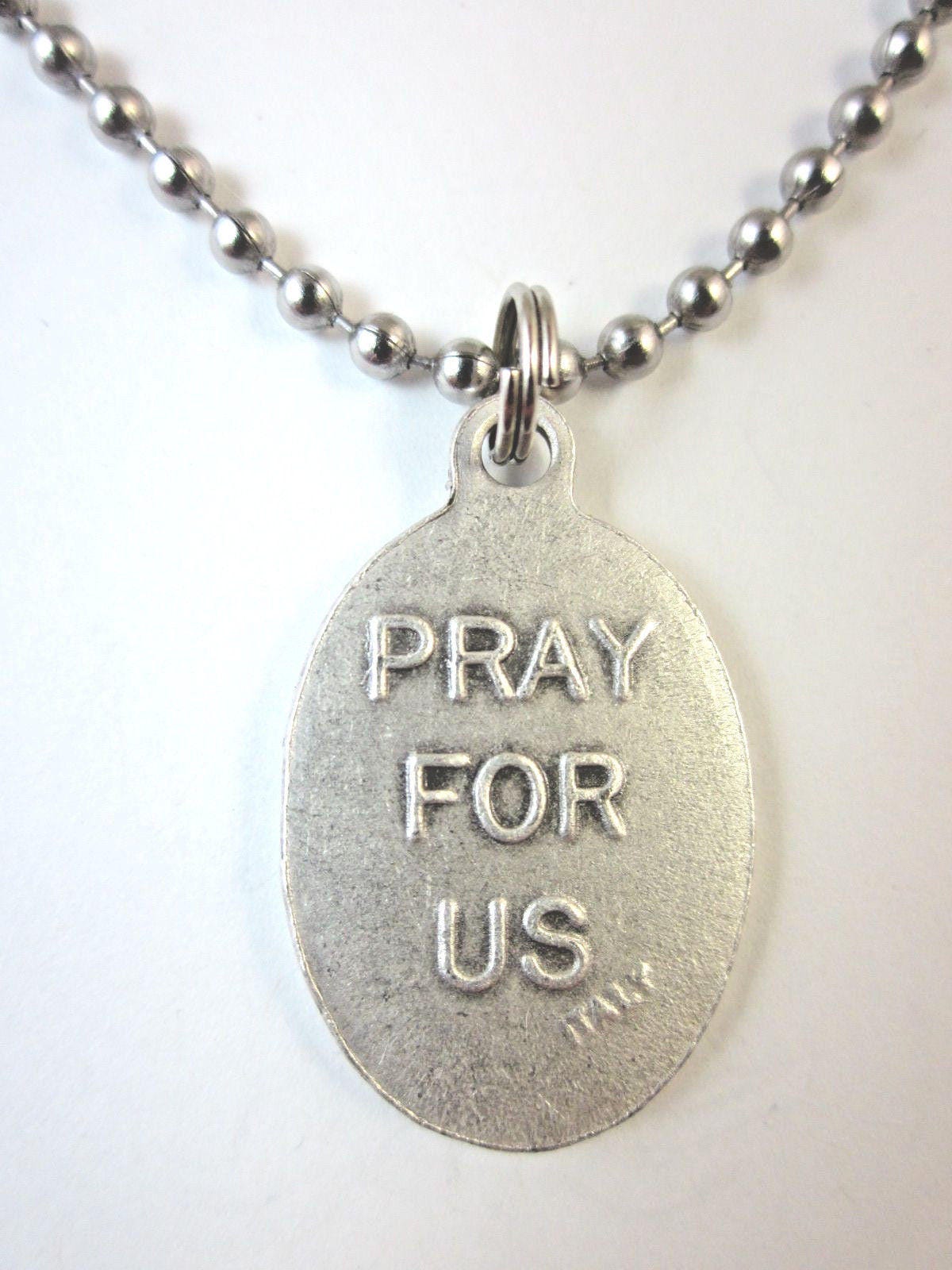 St Richard Medal Italy Pendant Necklace 24" Ball Chain Gift Box ...