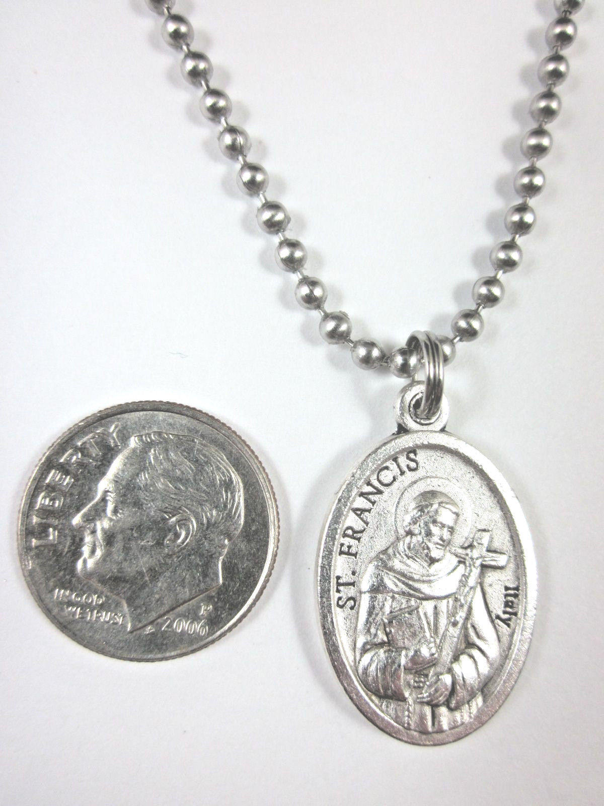 St Francis /st Clare of Assisi Medal Italy Pendant Necklace 24" Ball ...