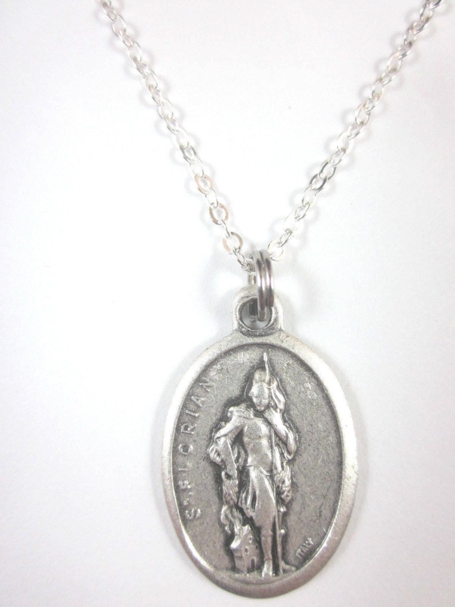 St Florian Medal Italy Pendant Necklace Ladies 20" Chain Gift Box ...