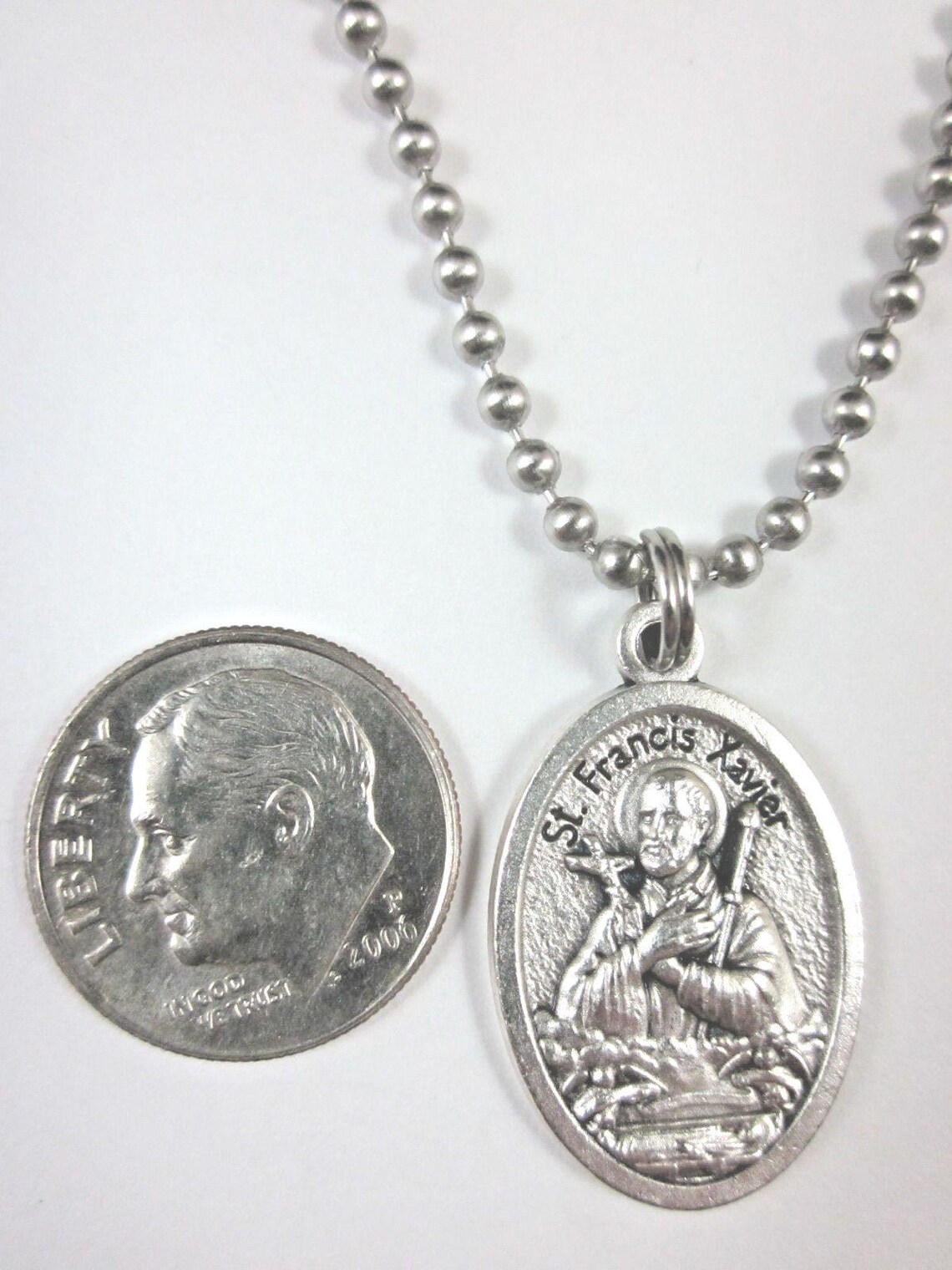 St Francis Xavier Medal Pendant Necklace 24" Ball Chain Gift Box Prayer ...