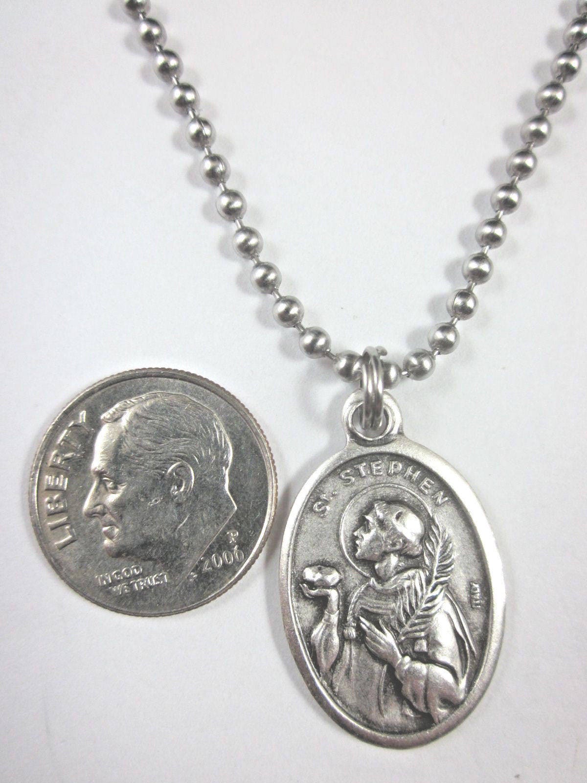 St Stephen Medal Italy Pendant Necklace 24" Ball Chain Gift Box ...