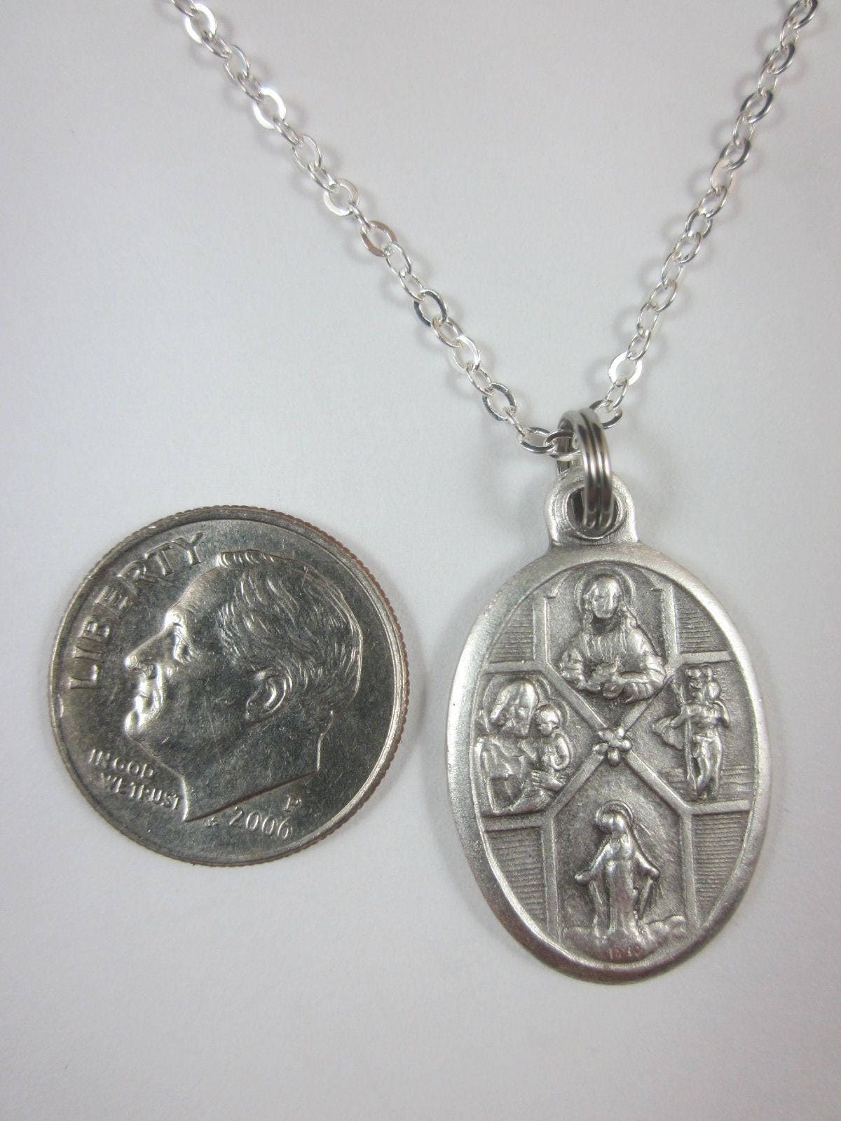 Four-way Medal Italy Pendant Necklace Ladies 20" Chain Gift Box ...