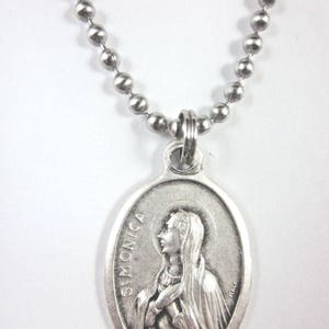 St Monica Medal Italy Pendant Necklace 24" Ball Chain Gift Box & Prayer ...