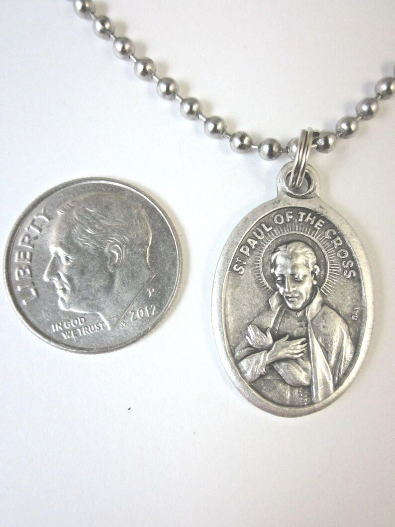 St Paul of the Cross Medal Pendant Necklace 24" Ball Chain Gift Box ...