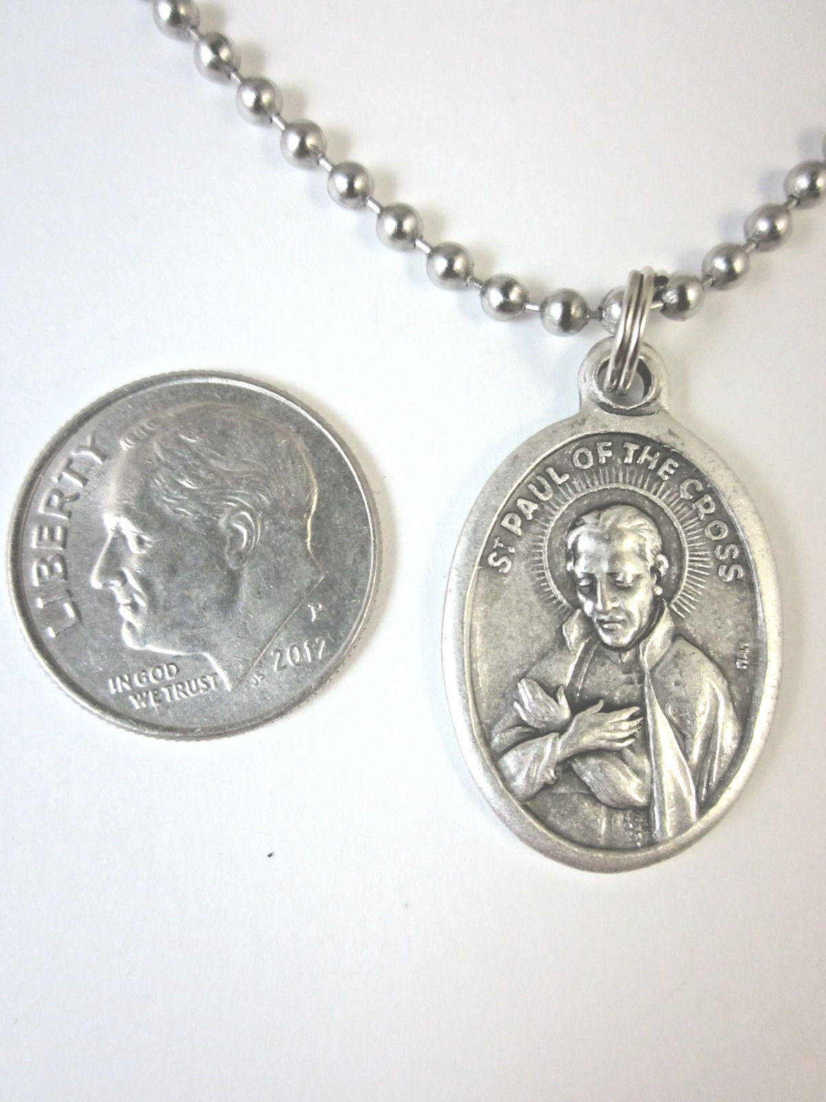 St Paul of the Cross Medal Pendant Necklace 24" Ball Chain Gift Box ...