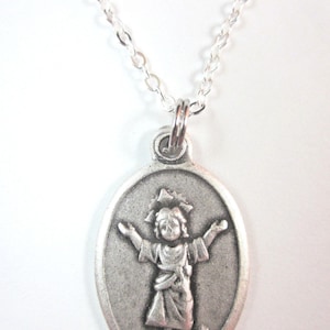 Goddelijke kind Jezus medaille Italië hanger ketting dames 20 "Chain Gift Box gebed kaart