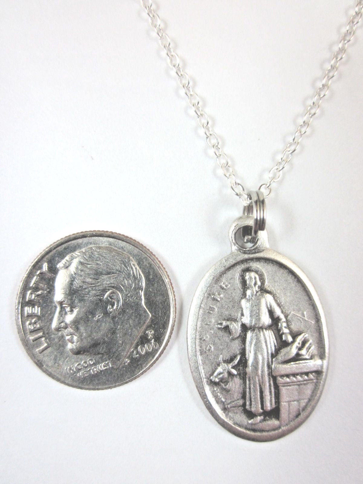 St Luke the Apostle Medal Italy Pendant Necklace Ladies 20" Chain Gift ...