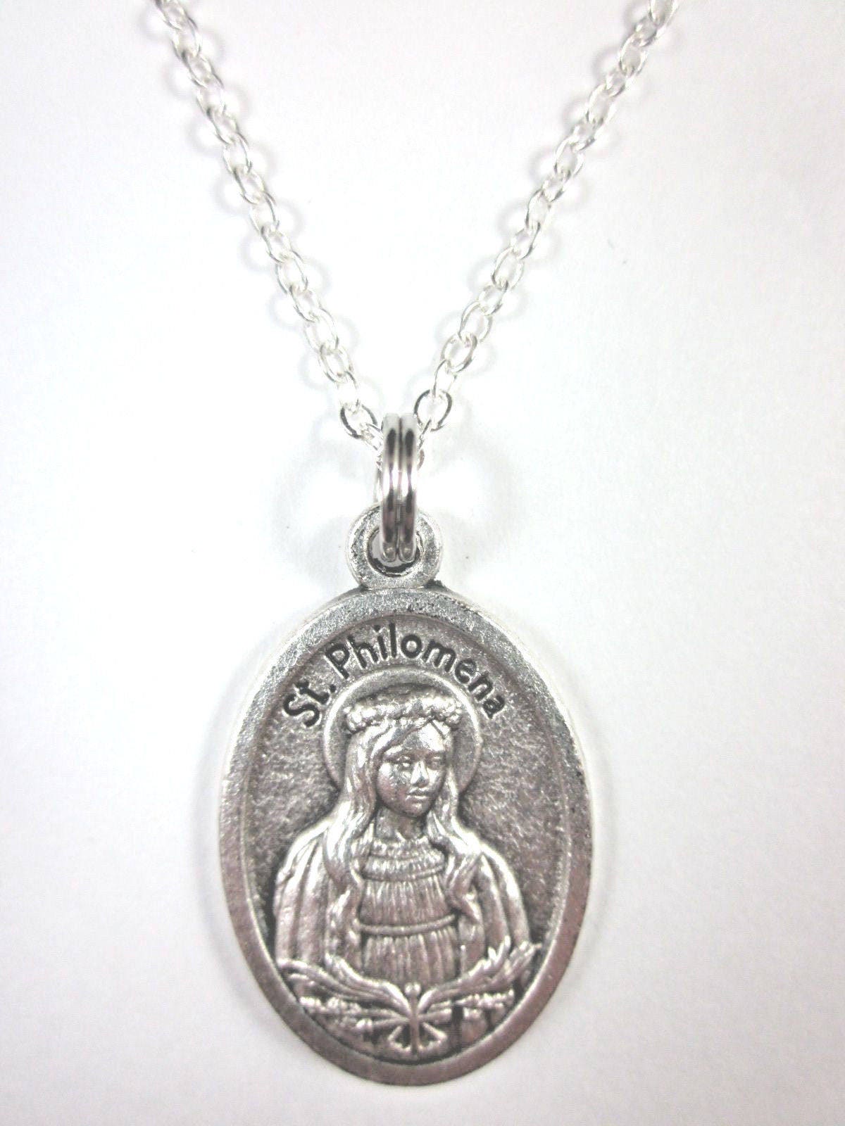 St Philomena Medal Italy Pendant Necklace Ladies 20 Etsy